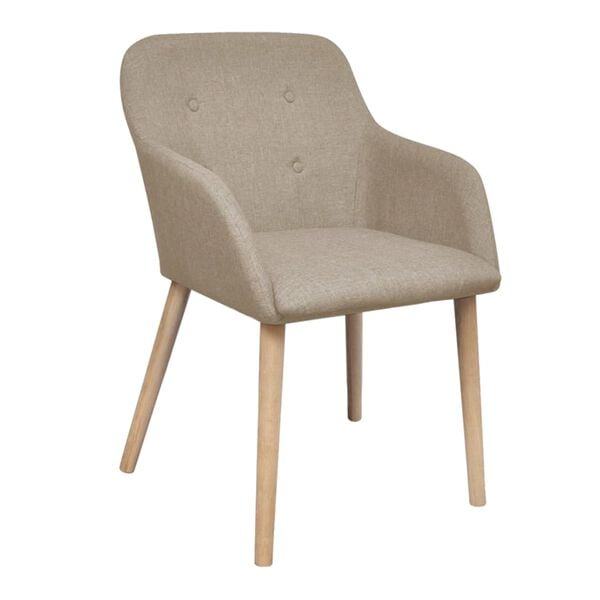 vidaXL Chaises &agrave; manger lot de 2 beige tissu et ch&ecirc;ne massif