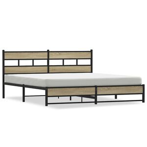 vidaXL Cadre de lit en m&eacute;tal sans matelas ch&ecirc;ne sonoma 180x200 cm