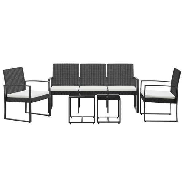 vidaXL Ensemble &agrave; manger de jardin avec coussins 5 pcs noir rotin PP