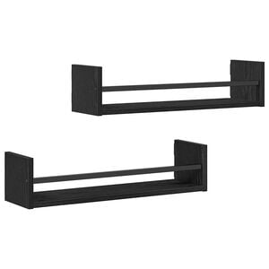 vidaXL &Eacute;tag&egrave;re Murale 2 pc Ch&ecirc;ne noir 60 x 16 x 14 cm