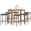 vidaXL Ensemble de bar de jardin 7 pcs gris bois massif acacia rotin