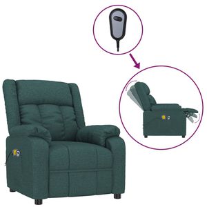vidaXL Fauteuil &eacute;lectrique de massage Vert fonc&eacute; Tissu