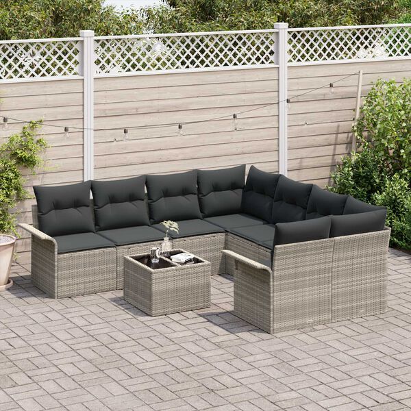 vidaXL Ensemble de canap&eacute; de jardin 9 pcs Gris clair et gris fonc&eacute;