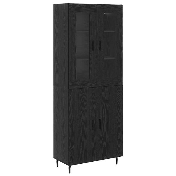 vidaXL Haut Armoire 2 pcs Ch&ecirc;ne noir Bois Agglom&eacute;r&eacute; et Verre