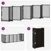 vidaXL Barri&egrave;re pour chien porte pliable 9 panneaux noir bois peuplier