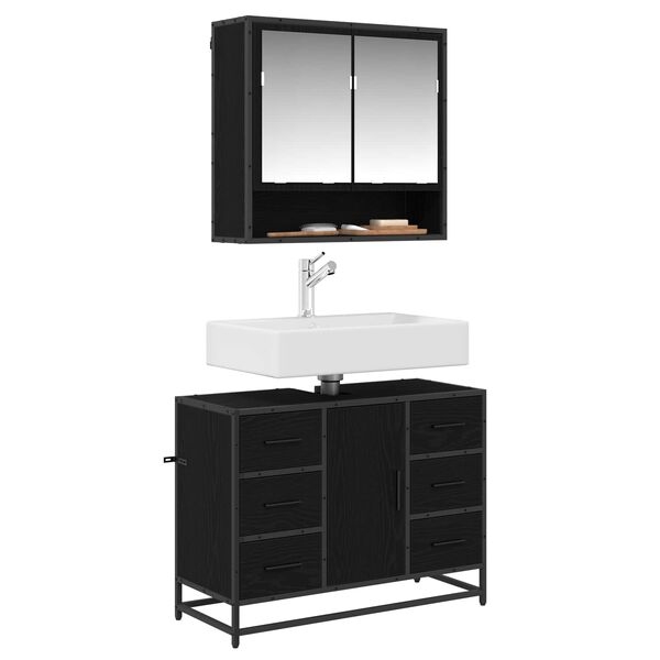vidaXL Ensemble de mobilier de salle de bain 2 pcs Ch&ecirc;ne noir
