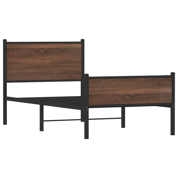 vidaXL Cadre de lit en métal sans matelas chêne marron 90x190 cm
