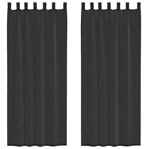vidaXL Rideaux en voile avec passants 2 pcs noir