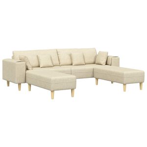 vidaXL Canap&eacute; 3 pc Cr&egrave;me tissu