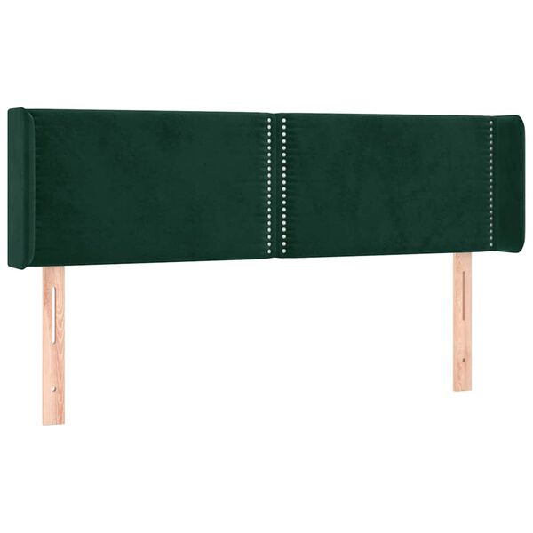 vidaXL T&ecirc;te de lit avec oreilles Vert fonc&eacute; 147x16x78/88 cm Velours
