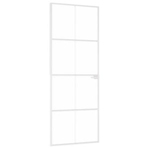 vidaXL Porte d'int&eacute;rieur Blanc 76x201,5 cm Tremp&eacute; verre aluminium fin