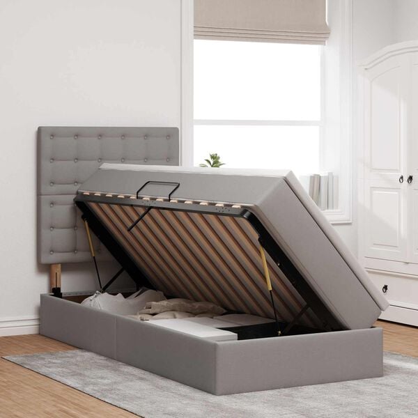 vidaXL Lit avec rangement et LED avec LED Taupe 90 x 200 cm Polyester