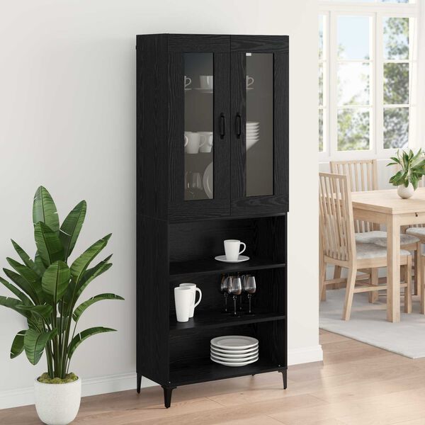 vidaXL Haut Armoire Ch&ecirc;ne noir 69,5 x 34 x 180 cm Bois d'ing&eacute;nierie