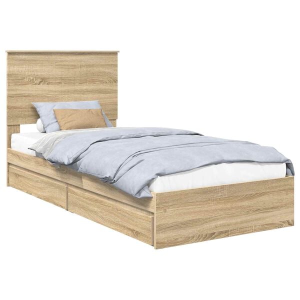 vidaXL Lit de Rangement Ch&ecirc;ne Sonoma 90 x 200 cm Bois d'ing&eacute;nierie