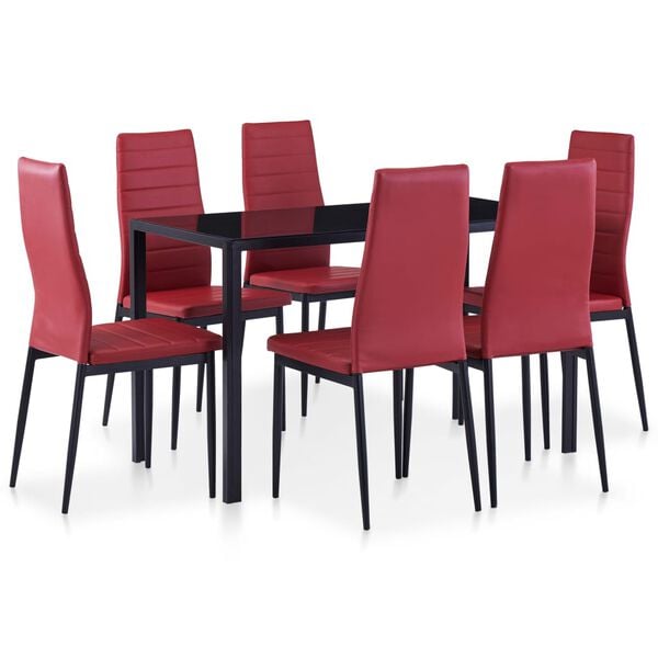vidaXL Mobilier de salle &agrave; manger 7 pcs Rouge bordeaux