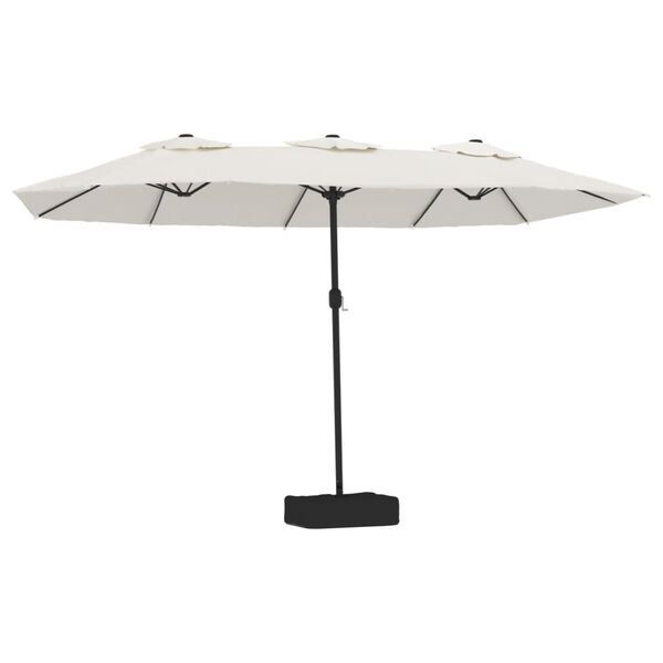 vidaXL Parasol de jardin à double tête avec LED blanc sable 449x265 cm