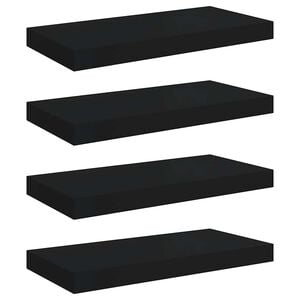 vidaXL &Eacute;tag&egrave;res murales flottantes 4 pcs noir 50x23x3,8 cm MDF
