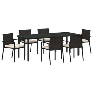 vidaXL Ensemble de salle &agrave; manger pour jardin 7 pcs Noir
