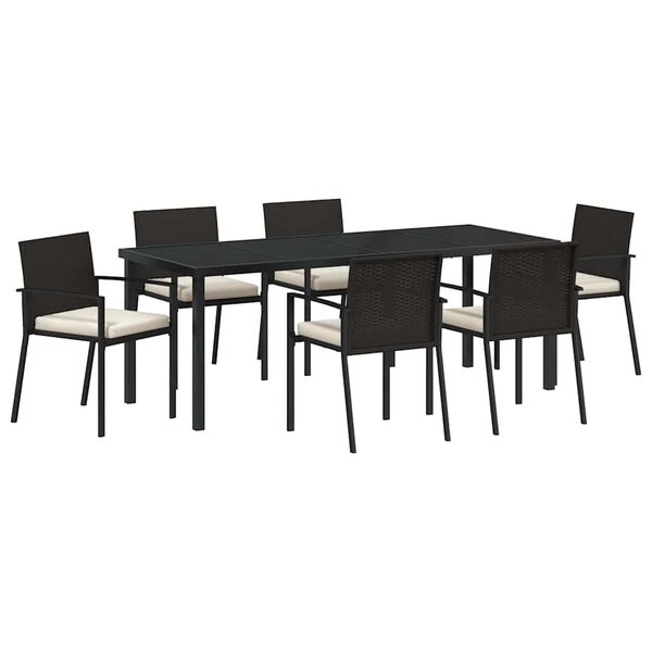 vidaXL Ensemble de salle &agrave; manger pour jardin 7 pcs Noir