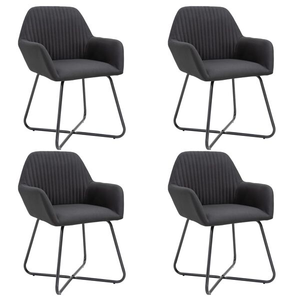 vidaXL Chaises &agrave; manger lot de 4 noir tissu
