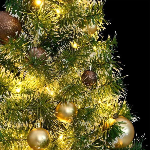 vidaXL Sapin de No&euml;l artificiel 150 LED&boules&neige floqu&eacute;e 150 cm