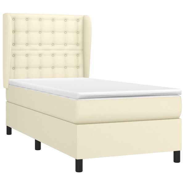 vidaXL Sommier &agrave; lattes de lit avec matelas Cr&egrave;me 80x200 cm Similicuir