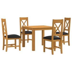 vidaXL Ensemble de salle &agrave; manger 5 pc Noir Bois de ch&ecirc;ne massif