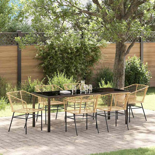 vidaXL Ensemble de salle &agrave; manger pour jardin 7 pcs Marron polyrotin