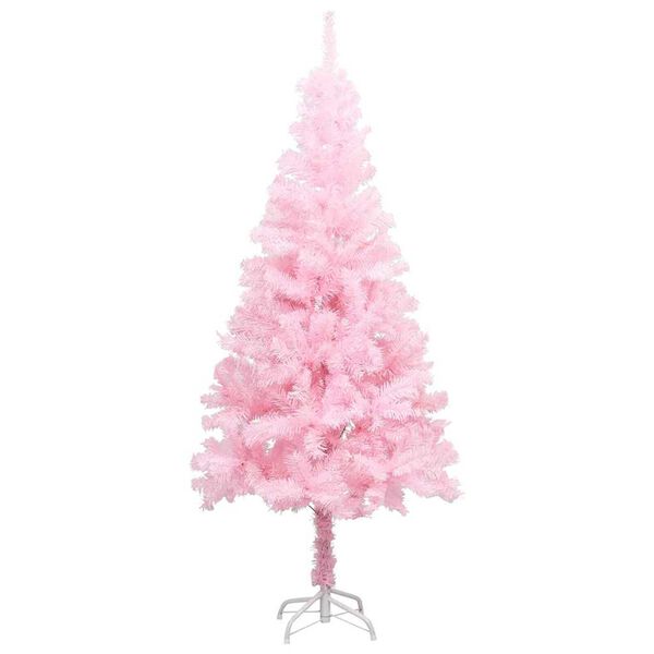 vidaXL Arbre de No&euml;l artificiel pr&eacute;-&eacute;clair&eacute; et boules rose 120 cm PVC