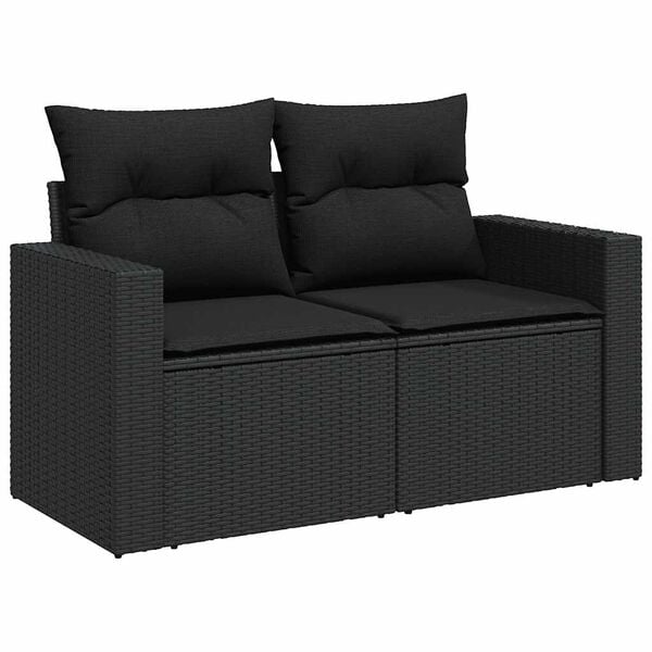 vidaXL Salon de jardin 6 pcs avec coussins noir r&eacute;sine tress&eacute;e