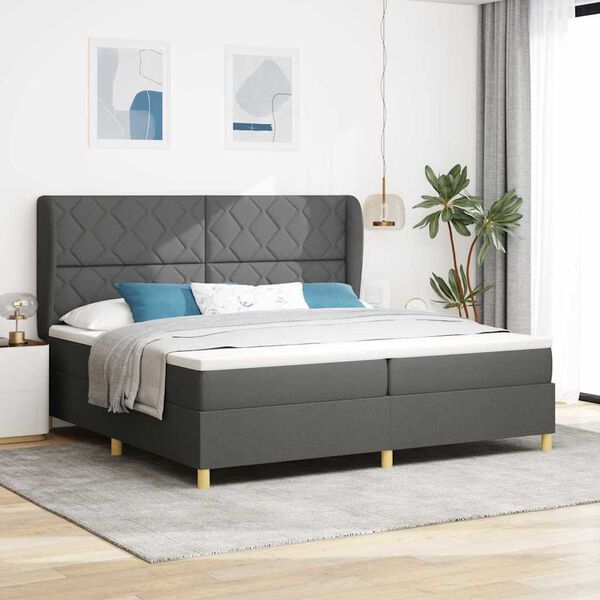 vidaXL Lit &agrave; ressorts avec matelas gris fonc&eacute; 90x190 cm Gris fonc&eacute;