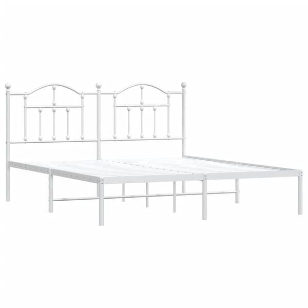 vidaXL Cadre de lit m&eacute;tal sans matelas et t&ecirc;te de lit blanc 160x200 cm