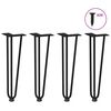 vidaXL Pieds en &eacute;pingle &agrave; cheveux pour table basse 4 pi&egrave;ces Noir 42 cm Acier massif