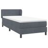 vidaXL Sommier &agrave; lattes de lit et matelas gris fonc&eacute; 90x220 cm velours