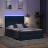 vidaXL Lit avec rangement et LED Bleu fonc&eacute; 140 x 190 cm Velours