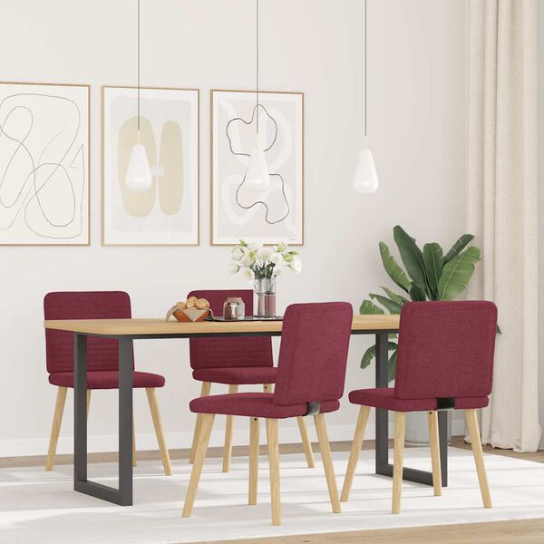 vidaXL Chaises &agrave; manger lot de 4 rouge bordeaux tissu