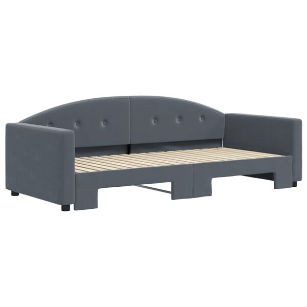 vidaXL Lit de jour avec gigogne sans matelas gris fonc&eacute; 90x190 cm