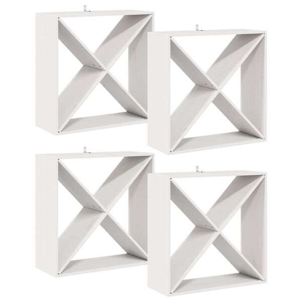 vidaXL &Eacute;tag&egrave;re &agrave; vin 4 pcs Blanc 62 x 25 x 62 cm Pin massif