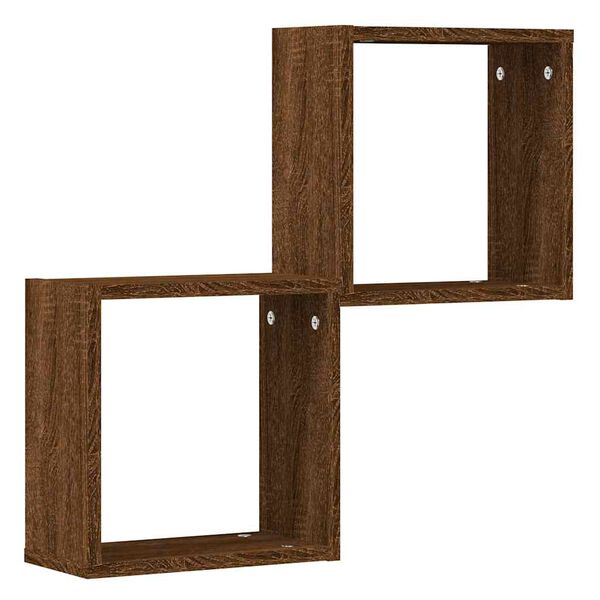 vidaXL &Eacute;tag&egrave;res murales sous forme cube 2 pcs ch&ecirc;ne marron 30x15x30cm