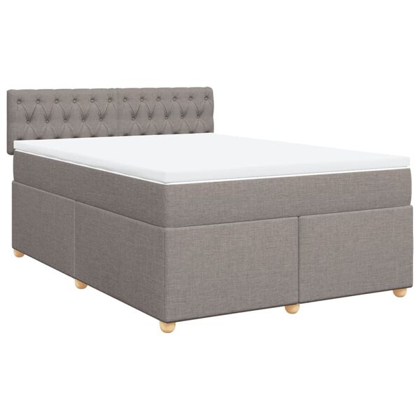 vidaXL Sommier &agrave; lattes de lit avec matelas Taupe 160x200 cm Tissu