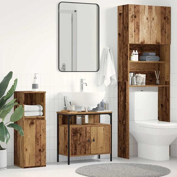 vidaXL Armoire lavabo de salle de bain vieux bois 60x30x60 cm
