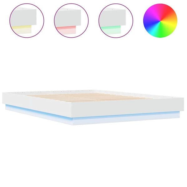 vidaXL Cadre de lit avec LED sans matelas blanc 140x200 cm