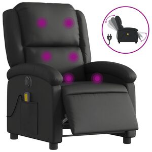 vidaXL Fauteuil de massage inclinable &eacute;lectrique noir cuir v&eacute;ritable
