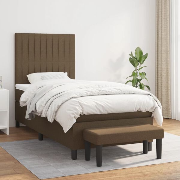vidaXL Sommier &agrave; lattes de lit avec matelas Marron fonc&eacute; 80x200 cm