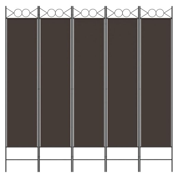 vidaXL Cloison de séparation 5 panneaux Marron 200x200 cm Tissu
