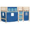 vidaXL Lit mezzanine enfants avec rideaux sans matelas bleu 90x190 cm