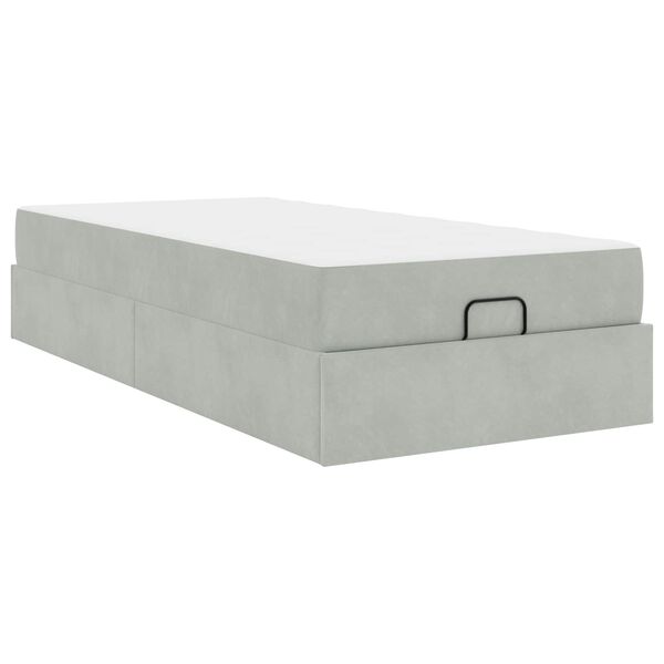 vidaXL Cadre de lit avec matelas avec matelas 2 pcs Gris clair Velours