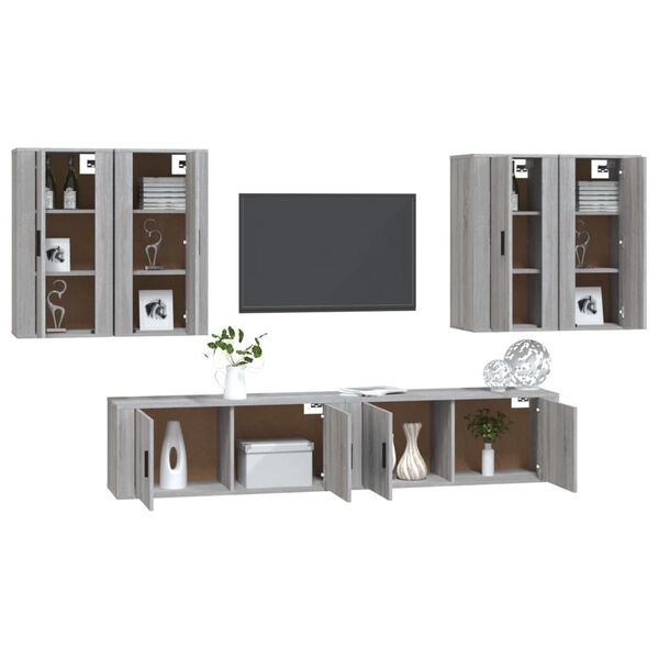 vidaXL Ensemble de meubles TV 6 pcs Sonoma gris Bois d'ing&eacute;nierie