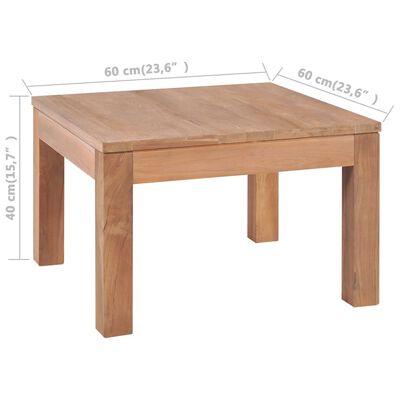 vidaXL Table basse Bois de teck et finition naturelle 60 x 60 x 40 cm
