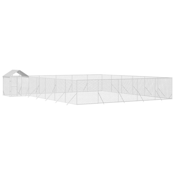 vidaXL Chenil d'ext&eacute;rieur pour chiens avec toit argent&eacute; 12x12x2,5 m